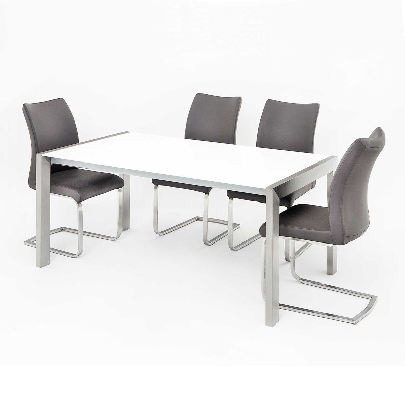 Salconi 6-8 Person Extending Dining Table White High Gloss 