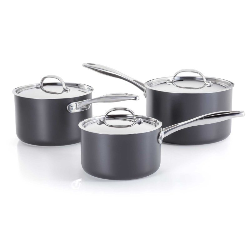 Stellar Hard Anodised Non Stick 3 Piece Saucepan Set