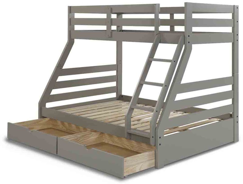 Solar Painted Triple/Dual Storage Bunk Bed Dark Grey + Single & Double 'Orion'  Mattress Bundle 2