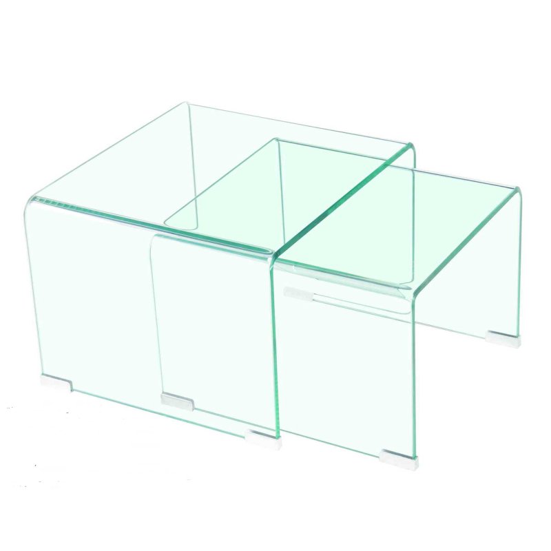 Elena Clear Glass Nest Of 2 Tables 50 x 45 x 33