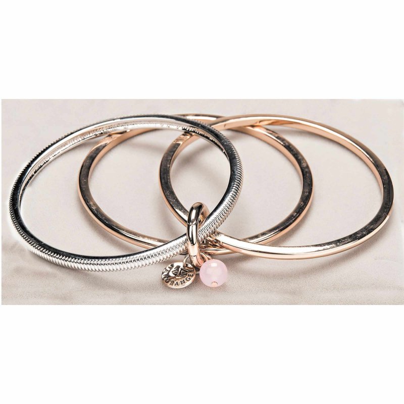 Newgrange Living Quartz Bangles Rose Gold & Silver