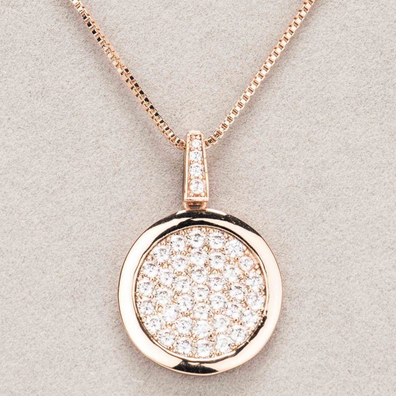 Newgrange Living Diamante Round Pendant Rose Gold