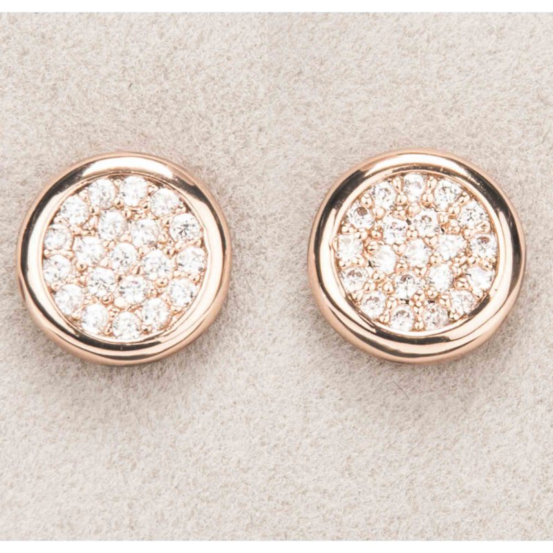 Newgrange Living Diamante Round Earrings Rose Gold