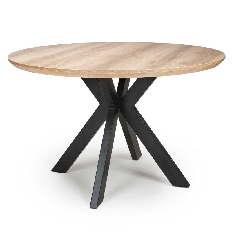 Manhattan 4 Person Round Dining Table Oak 120cm