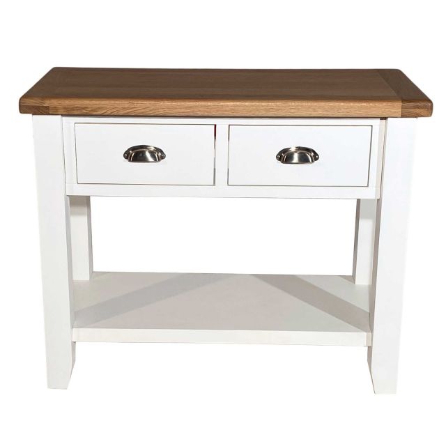 Olivia 2 Drawer Console Table Painted, Distressed Oak Console Table