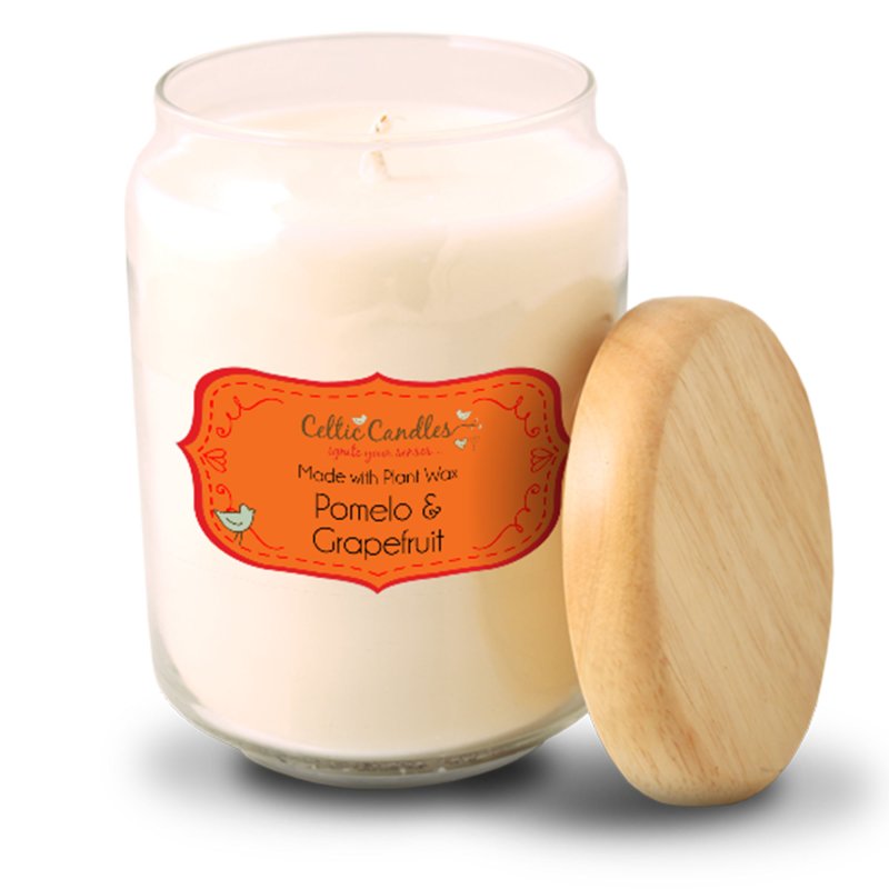 Celtic Candles Classic Pomelo & Grapefruit Wood Top Large Pop Jar 13cm