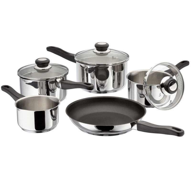 Vista 5 Piece Draining Saucepan Set With Non-Stick Frying Pan