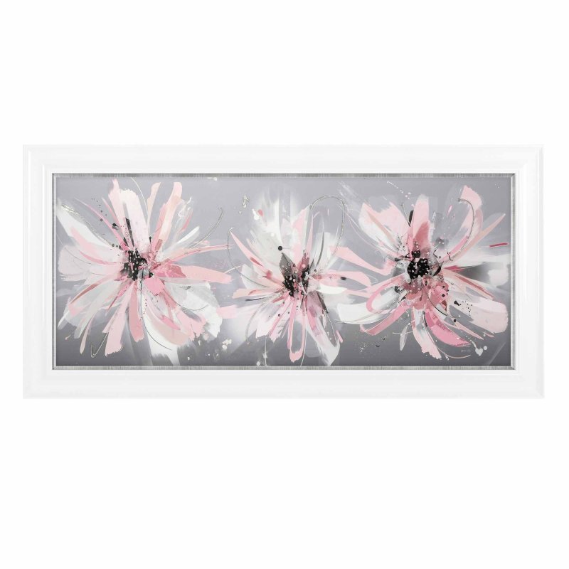 Artko Pink Daisies 132cm x 66cm Canvas By Green Lili White Frame