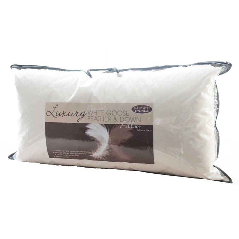 White Goose Feather & Down Pillow Extra Long