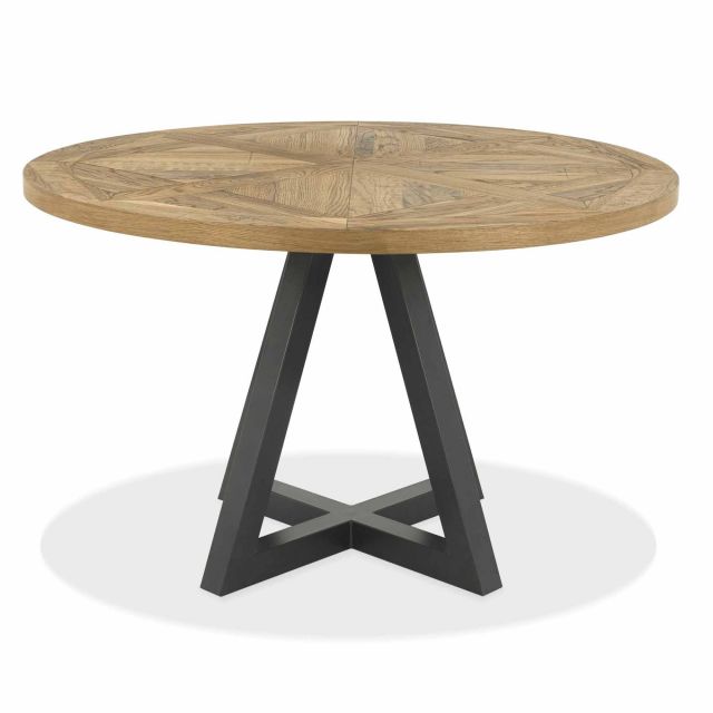 Khan 4-6 Person Round Dining Table Rustic Oak - All Dining Collections