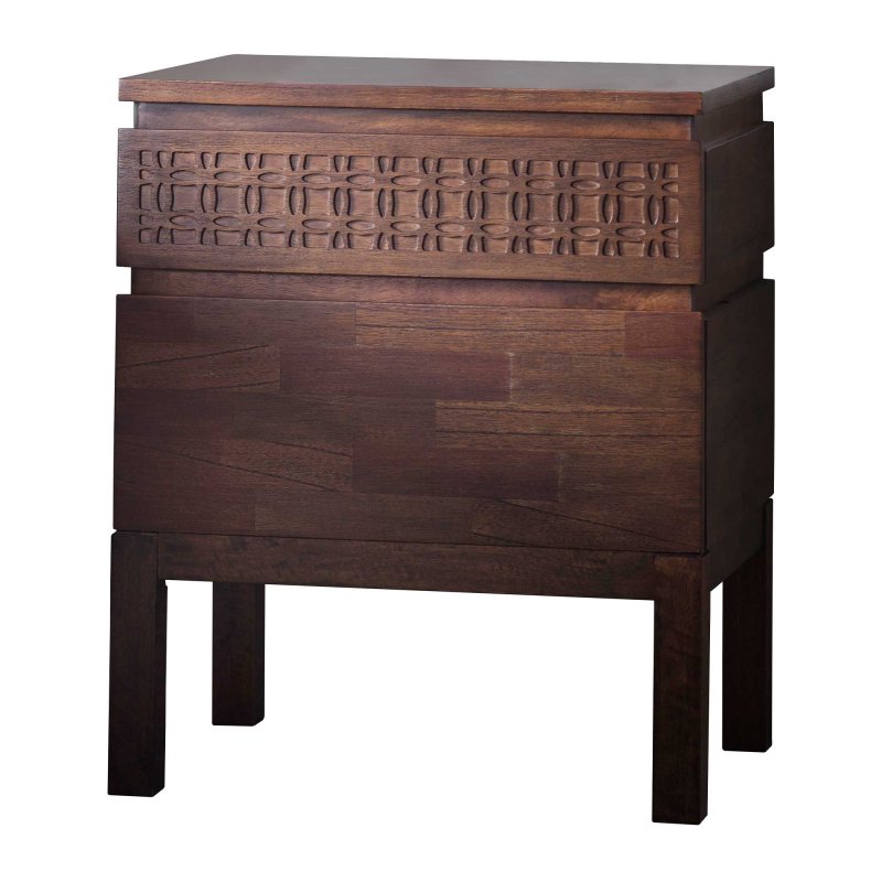 Jaipur 2 Drawer Bedside Locker Brown W:50cm D:40cm H:60cm