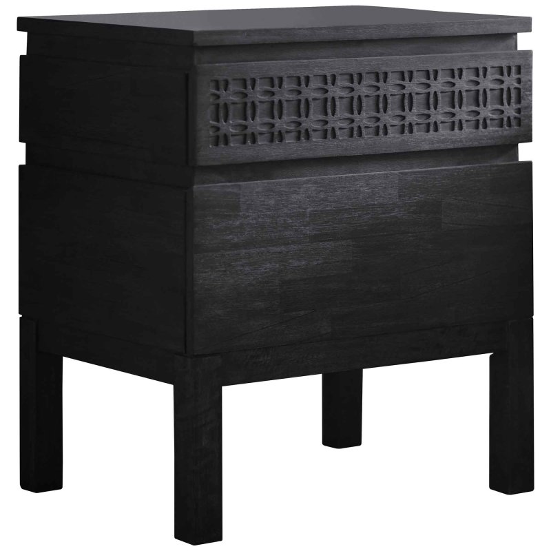 Jaipur 2 Drawer Bedside Locker Black