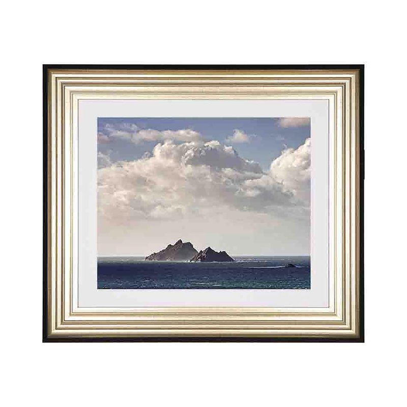 The Skelligs 76cm x 65cm Photograph by Michael Walsh Champagne & Black Frame