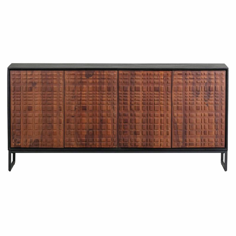 Nuts Sideboard Sheesam Wood Walnut/Black Unassembled 