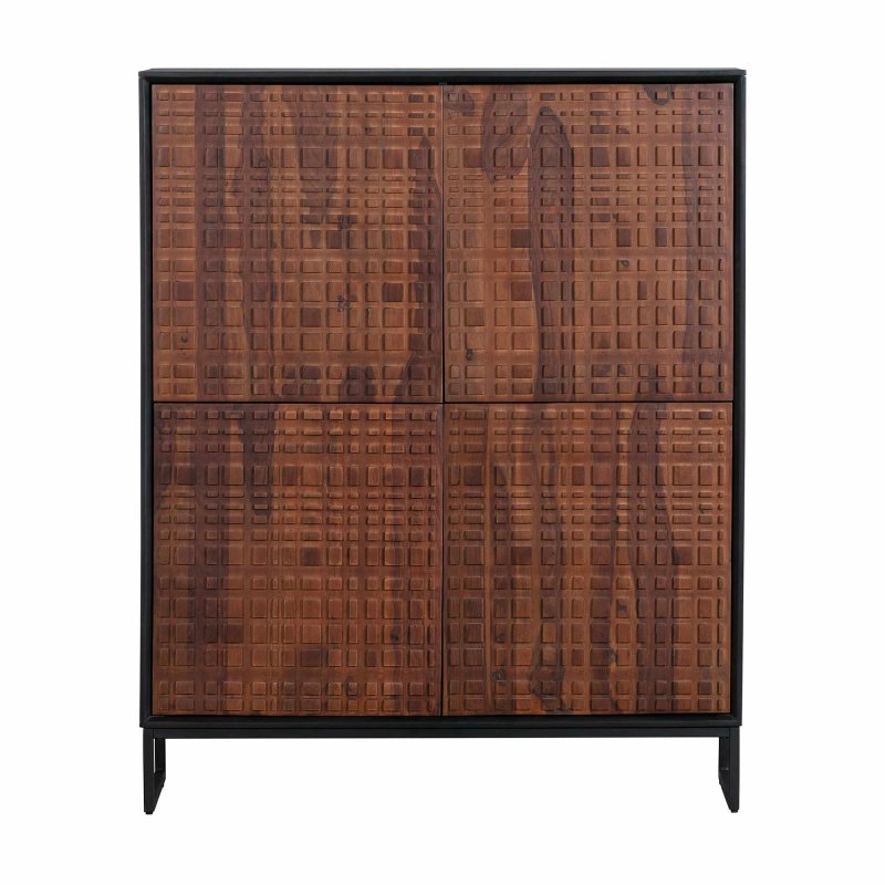 Nuts 4 Door Cabinet Sheesam Wood Walnut/Black Unassembled 