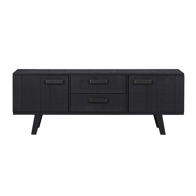 Watch TV Unit Pine Rough Sawn Black (FSC) Unassembled 