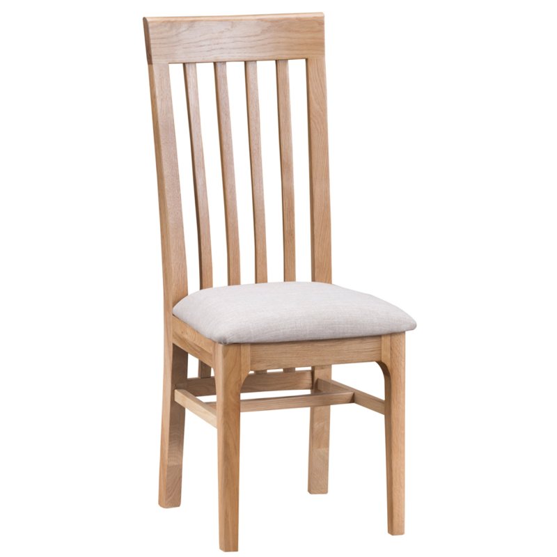 Alford Slatted Back Dining Chair Fabric Light Oak