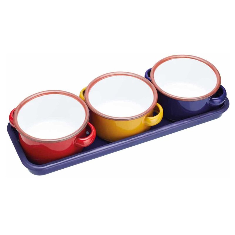 Kitchen Craft World of Flavours Enamel Dip Set Set of 3 11cm/350ml