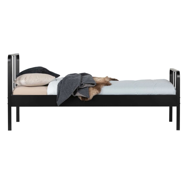 Mees Bed Single Bedstead Metal Black Unassembled  90 x 200cm
