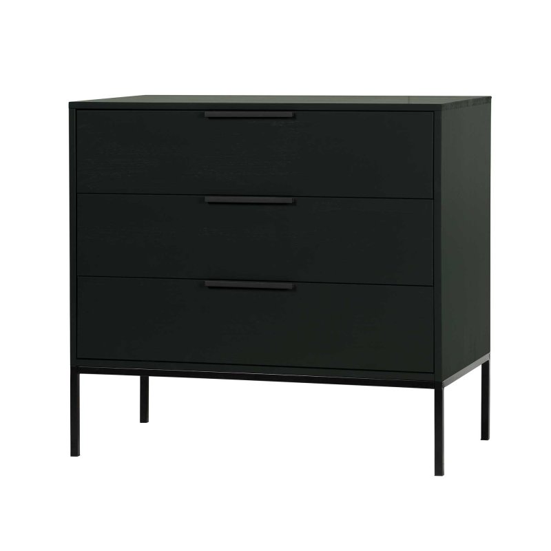 Adam Cabinet With Drawers Pine Black Unassembled