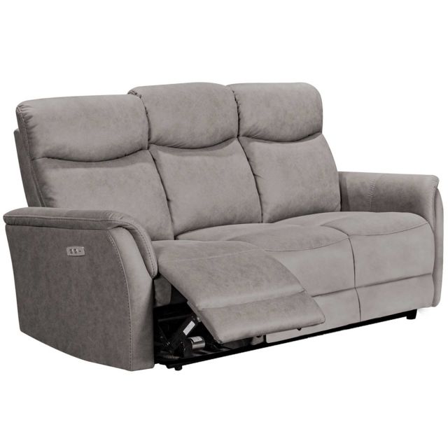 San Boldo Electric Reclining 3 Seater Sofa Suede Look Taupe