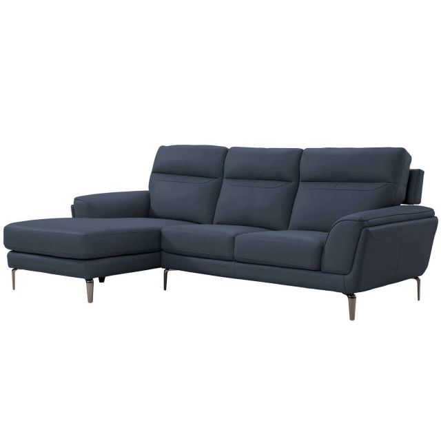 Dubrovnik 3 5 Seater Sofa With Chaise Lhf Leather Indigo All Collections Meubles Dubrovnik 3 5 Seater Sofa With Chaise, Indigo Leather Sofa