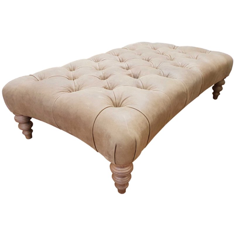 Tetrad Jacaranda Curved Footstool With Buttons Fabric Bagru