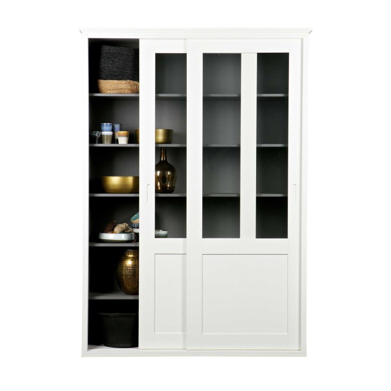 WOOOD Vince Sliding Door Display Cabinet White