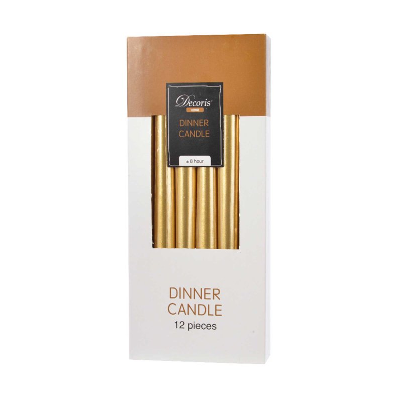 Wax Dinner Candle (Set of 12) Gold 25cm 