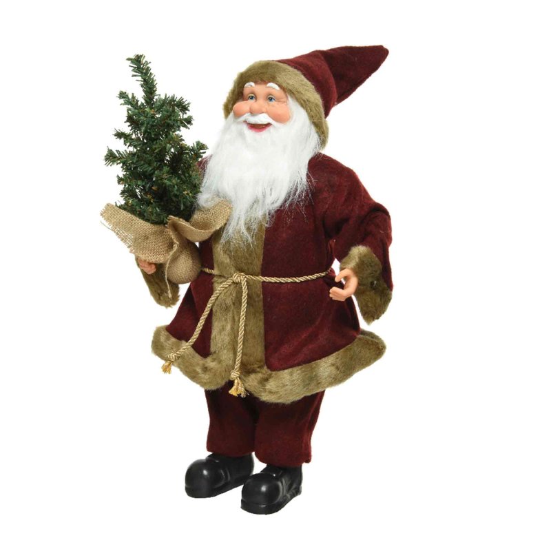 Santa With Tree Oxblood 45cm