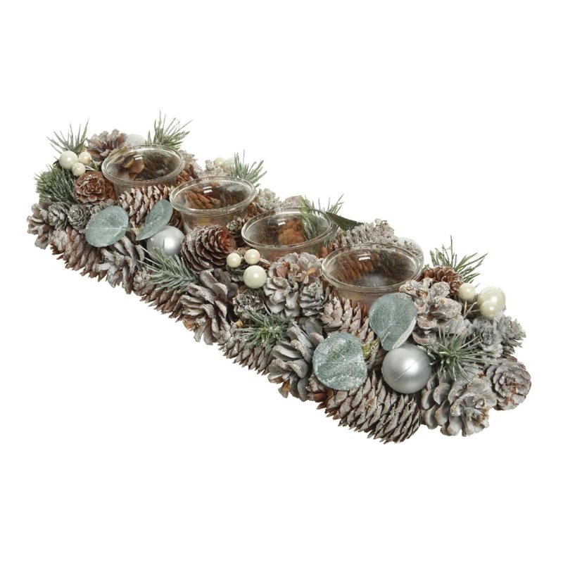 Pinecone T-Light Holder With Pearls & Berries 45cm