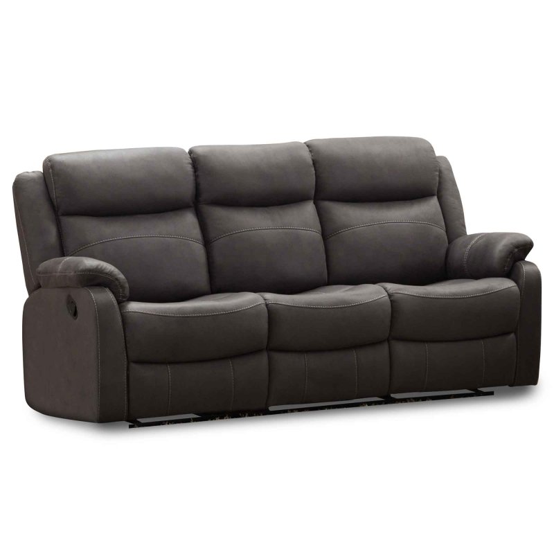 Galloway Manual Reclining 3 Seater Sofa With Fold Down Tray Suede Look Slate 
