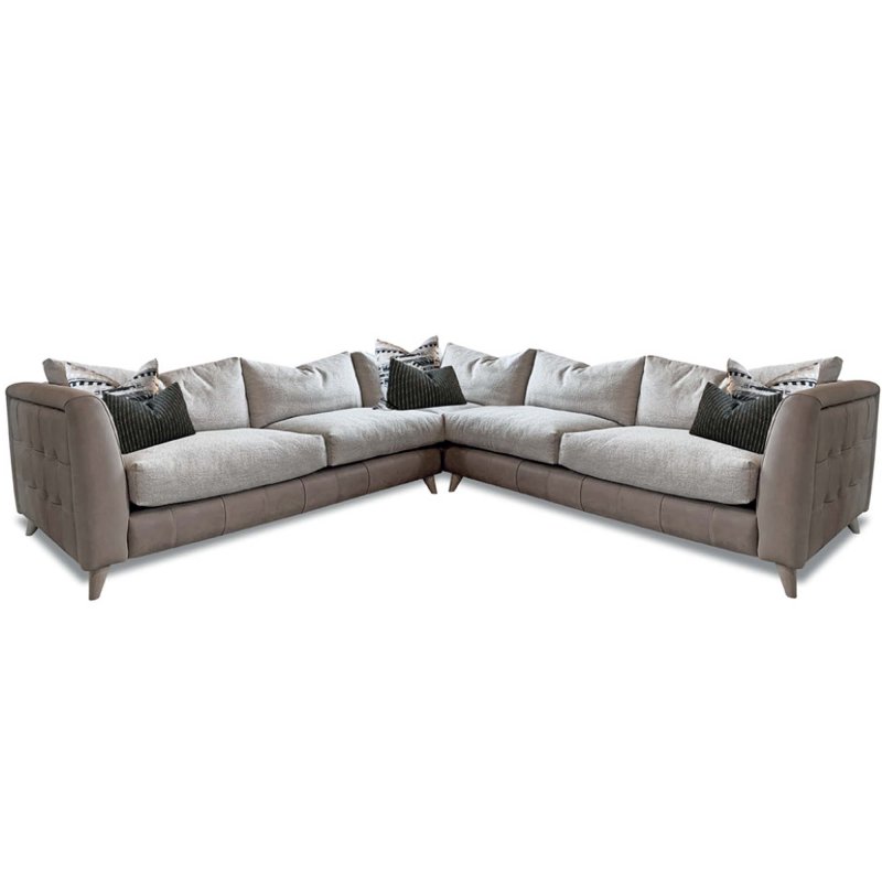 Alexander & James Haven 3 + 3 Seater Corner Sofa Leather & Fabric Mix