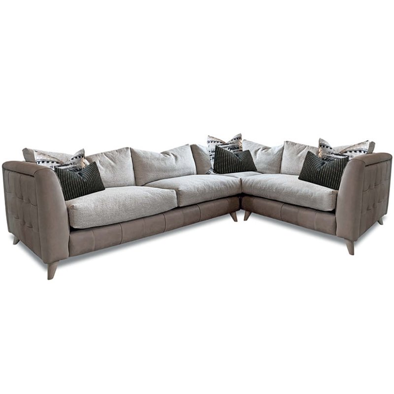 Alexander & James Haven 4+ Corner Sofa LHF Leather & Fabric Mix