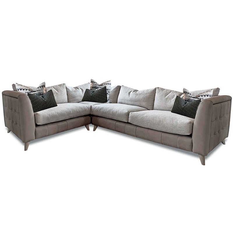 Alexander & James Haven 4+ Corner Sofa RHF Leather & Fabric Mix