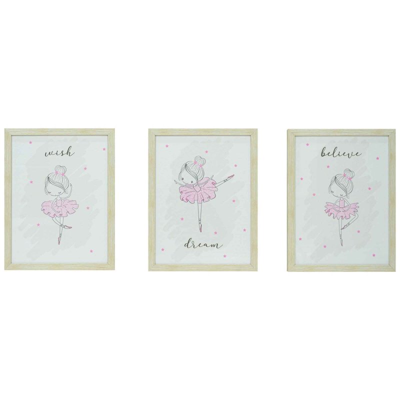 Mindy Brownes Ballerina 33cm x 43cm Picture (Set Of 3) Cream Frame