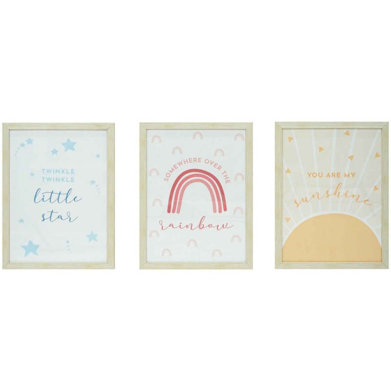 Mindy Brownes Rainbow 49cm x 49cm Picture (Set Of 3) Cream Frame