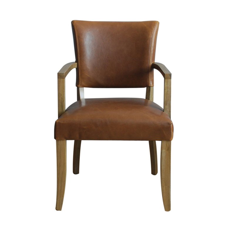 Duke Arm Chair Faux Leather Tan Brown