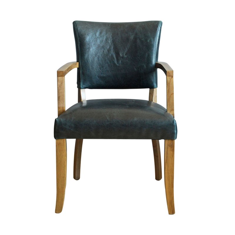 Duke Armchair Leather Ink Blue