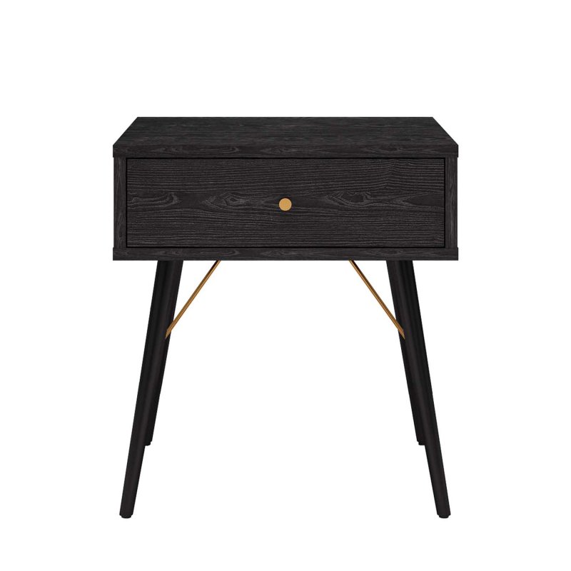 Barcelona 1 Drawer Bedside Locker Black & Copper