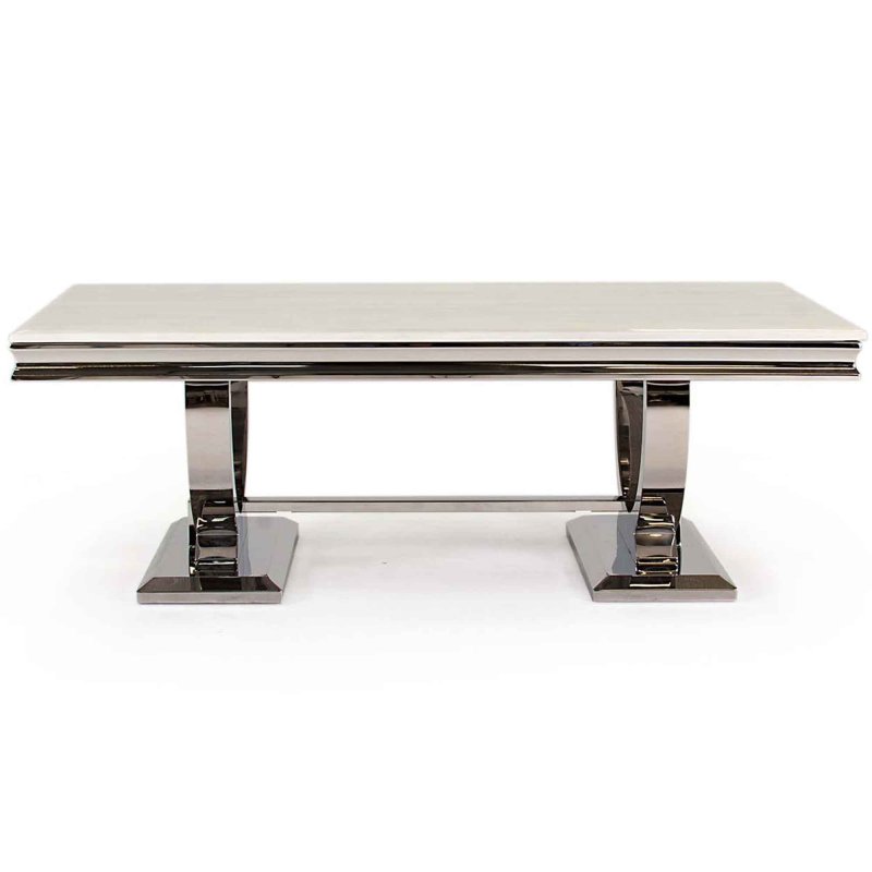 Arianna Coffee Table Stainless Steel & Cream Marble Effect Top