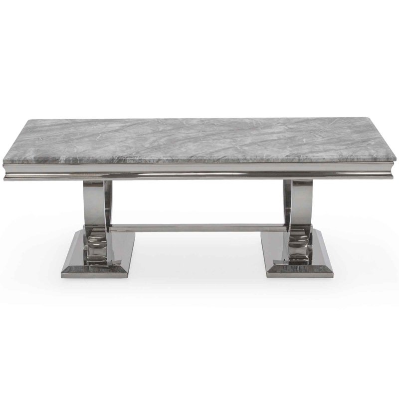 Arianna Coffee Table Stainless Steel & Grey Marble Effect Top