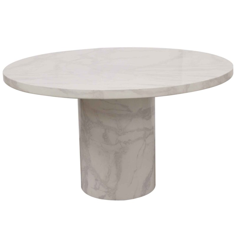 Carra 4-6 Person Round Dining Table Bone White Marble