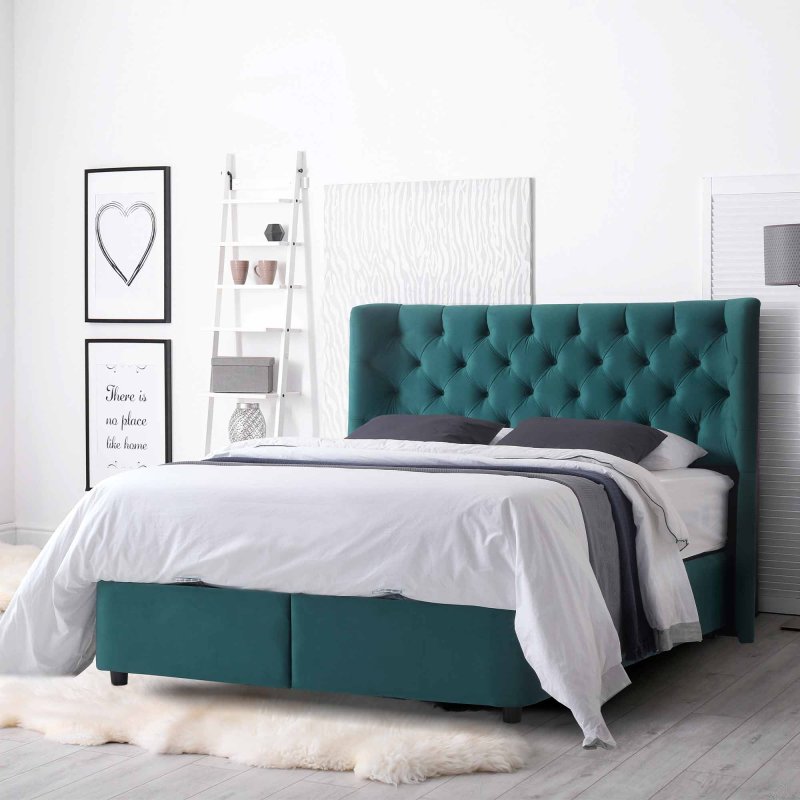 Molly Double (135cm) Ottoman Bedstead Fabric Green Lifestyle