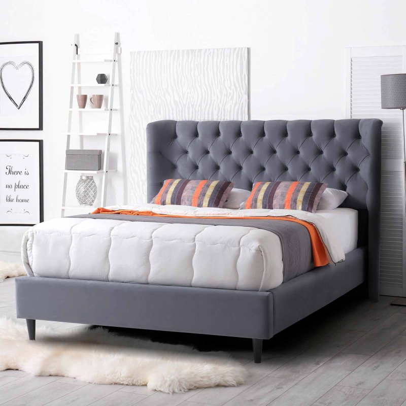 Molly Super King (180cm) Bedstead Fabric Grey Lifestyle