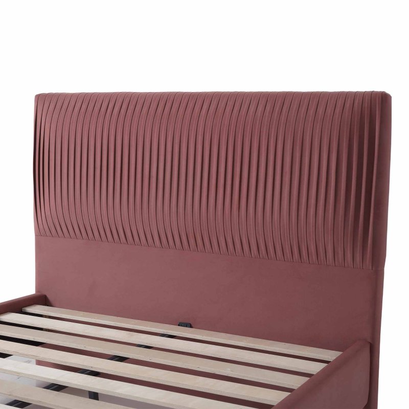 Leah Double (135cm) Bedstead Fabric Blush Headboard