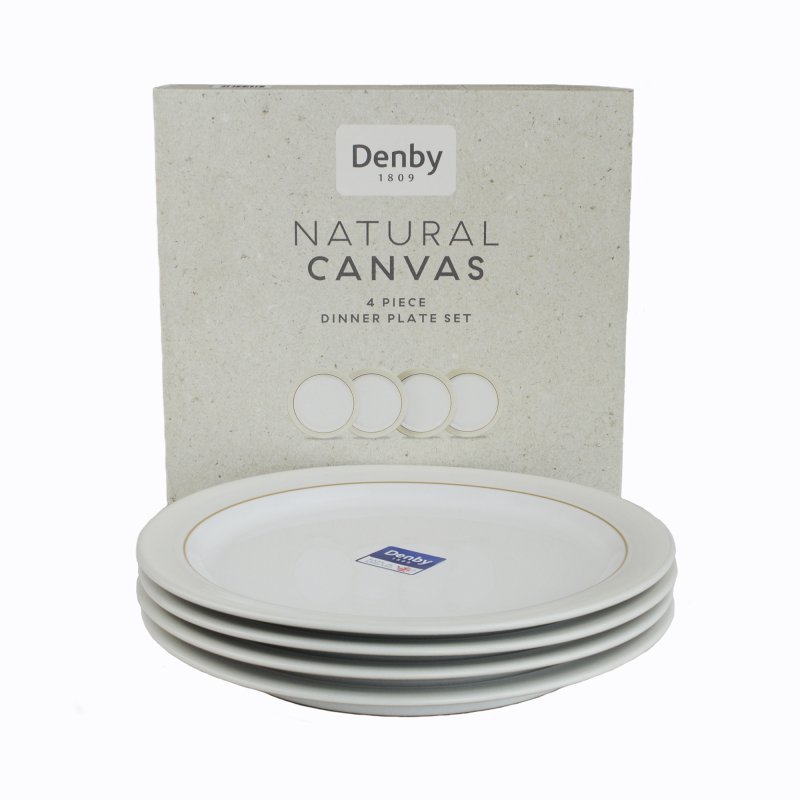 Denby Natural Canvas 4 Piece Dinner Plate Set