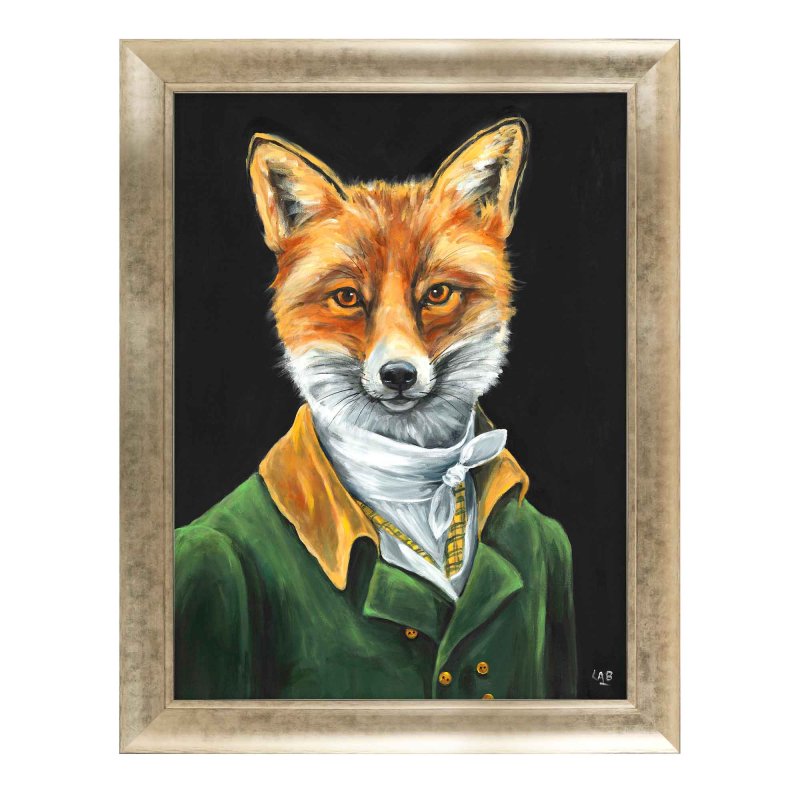 Artko Dapper Fox 72cm x 92cm Picture By Louise Brown Champagne Frame