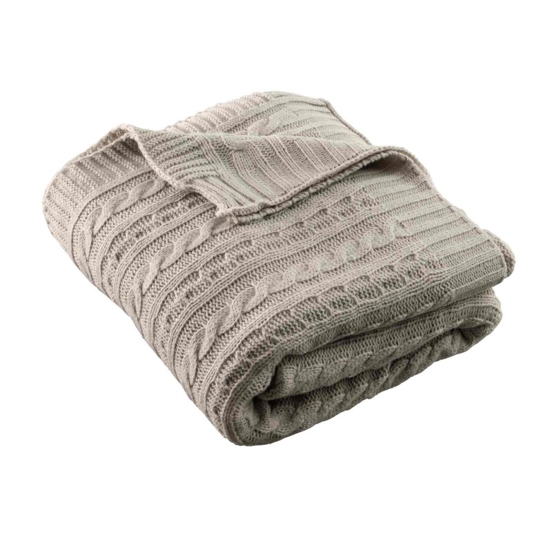 Galway Crystal Aran Knit Throw 145cm x 195cm Cool Grey