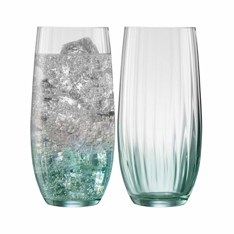 Galway Crystal Erne Hiball Glasses Aqua (Set Of 2)